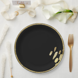 Assiettes En Carton Marques de brosse Cercle d'or et de noir avec pe