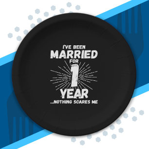 Assiettes En Carton Married 1 Year Funny 1st Anniversary