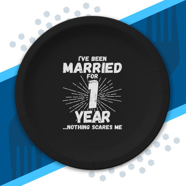 Assiettes En Carton Married 1 Year Funny 1st Anniversary (Créateur téléchargé)
