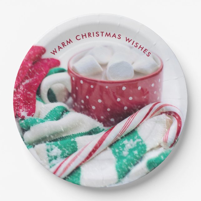 Assiettes En Carton Marshmallows au cacao chaud & Noël Sucre de canne (Devant)