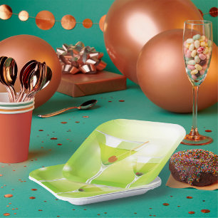 Assiettes En Carton Martini Cocktails Plaques en papier