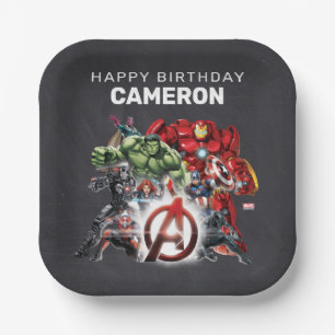 Assiettes En Carton Marvel   Avengers - Joyeux Anniversaire sur Tablea