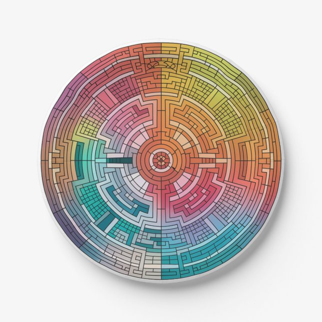 Assiettes En Carton Marvel de mosaïque maya 02 (Devant)