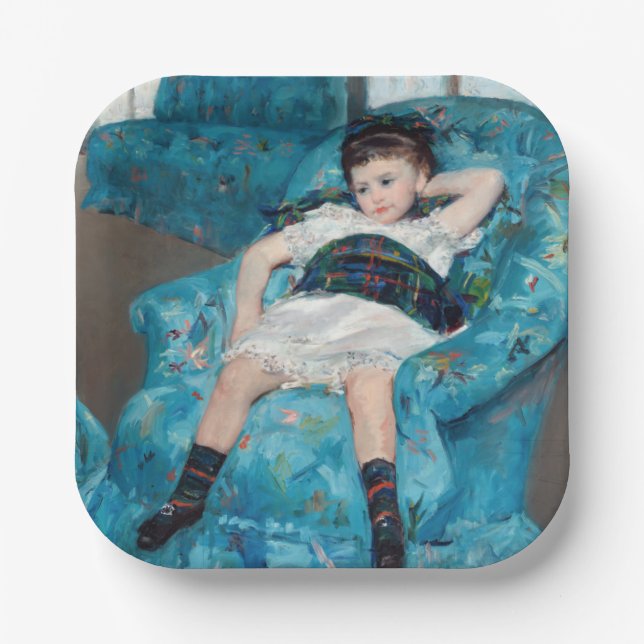 Assiettes En Carton Mary Cassatt - Petite fille dans un fauteuil bleu (Recto)