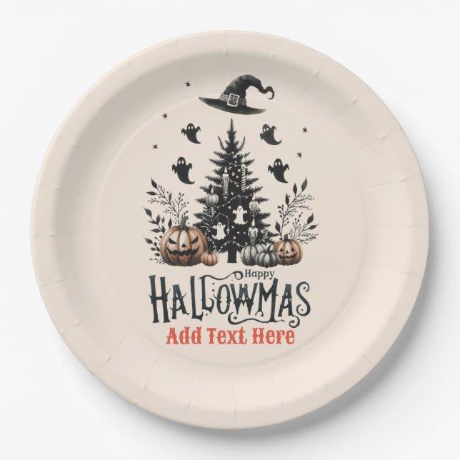 Assiettes En Carton Mashup de Noël d'Halloween (Devant)