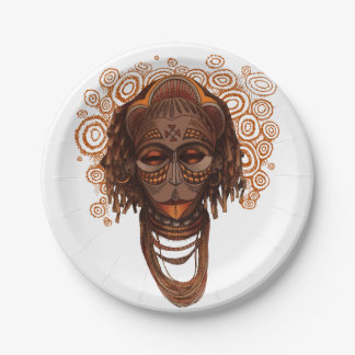 Assiettes En Carton Masque africain