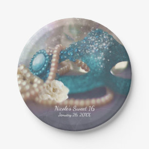 Assiettes En Carton Masque de mascarade et plats de partie