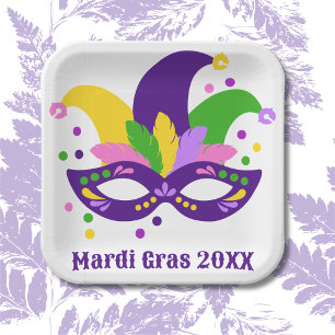 Assiettes En Carton Masque Mardi Gras