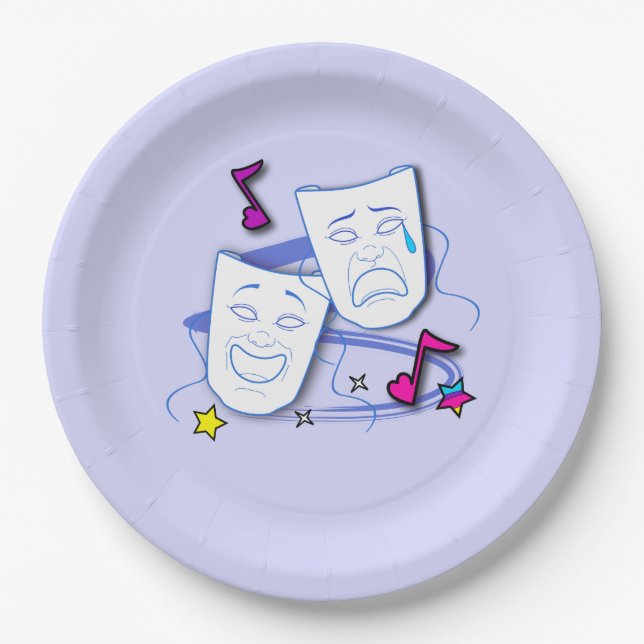 Assiettes En Carton Masques de drame : Comédie et tragédie (Devant)