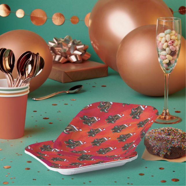 Assiettes En Carton Mastodon de vacances mignonnes (Multi)