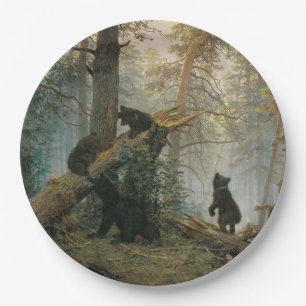 Assiettes En Carton Matin dans une forêt de pins (Ours dans les bois)