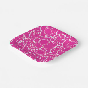 Assiettes En Carton Matrice florale abstraite (rose chaud) Beaux-arts