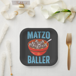 Assiettes En Carton Matzo Baller Funny Football Hanoukka Rugby Cadeau