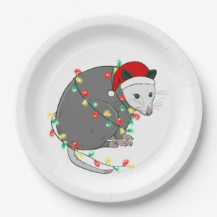 Assiettes En Carton mauvais Noël santa claus opossum