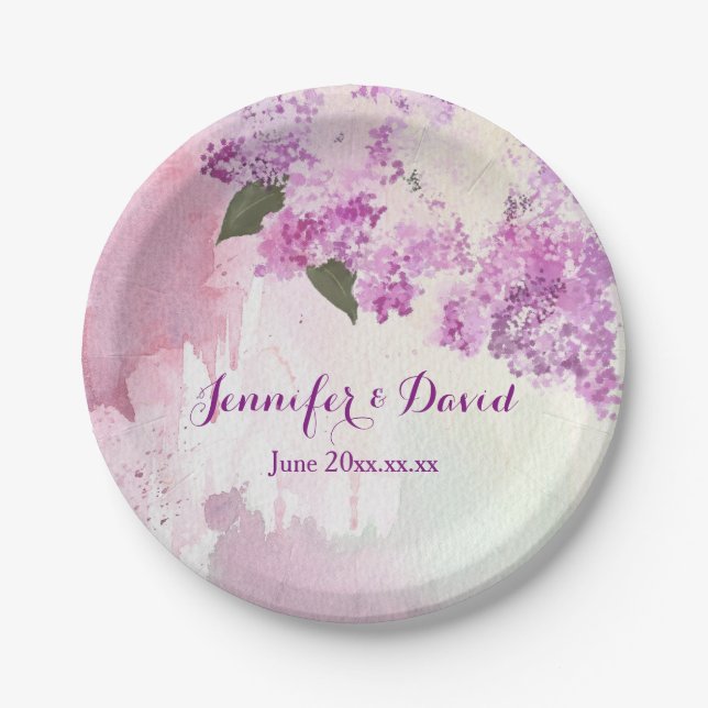 Assiettes En Carton Mauve Lilacs Mariage Plaques papier personnalisées (Devant)