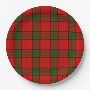 Assiettes En Carton Maxwell tartan rouge vert plaid