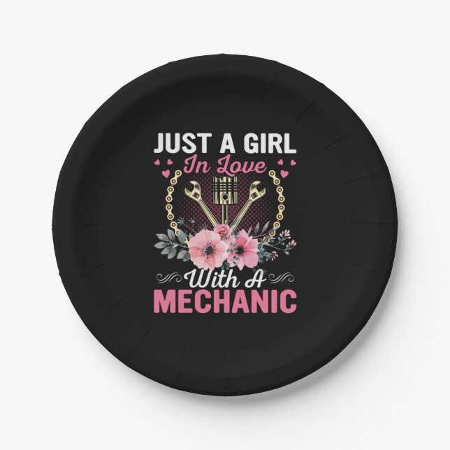 Assiettes En Carton Mechanic Just A Girl In Love With A Mechanic (Devant)