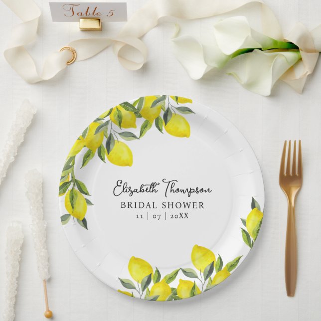 Assiettes En Carton Mediterranean Lemon Bridal Shower (Mariage)