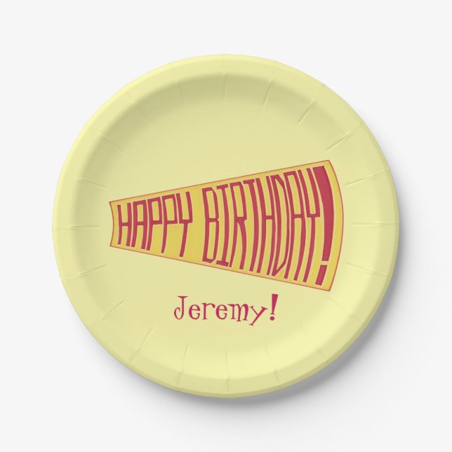 Assiettes En Carton Mega jaune Téléphone Plaques Papier Anniversaire (Devant)