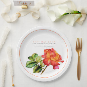 Assiettes En Carton Meilleur jour jamais orange rouge rose aquarelle m