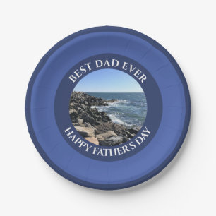 Assiettes En Carton Meilleur papa Jamais Marine Photo Bleue Ocean Rock