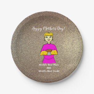 Assiettes En Carton Meilleure Maman Cuisine Blond Fête des Mères du Mo