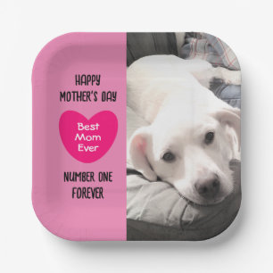 Assiettes En Carton Meilleure maman jamais Chien Chien Chien Rosé Coeu