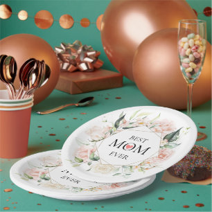 Assiettes En Carton Meilleure maman Serviettes de couronnes florales t