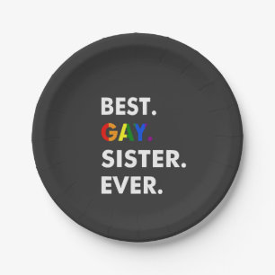 Assiettes En Carton Meilleure Soeur Gay Jamais Drôle LGBT Rainbow Prid