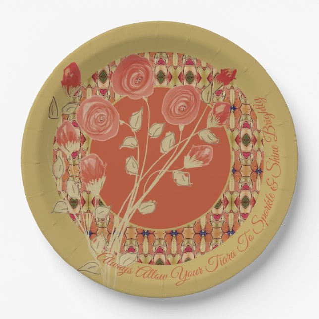 Assiettes En Carton Mélange Floral Et Motif (Devant)