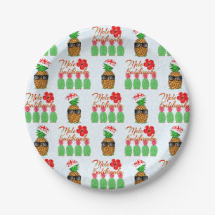 Assiettes En Carton Mele Kalikimaka Hawaiian Pineappy Joyeux Noël