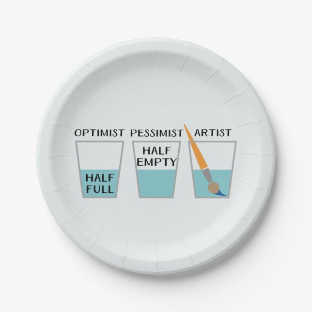 Assiettes En Carton Meme drôle à moitié plein en verre (Devant)