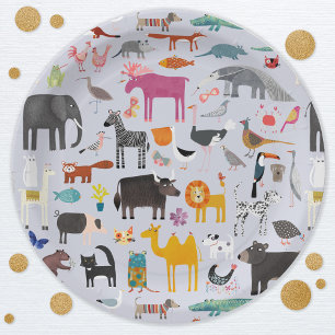 Assiettes En Carton Ménagerie animale amusante