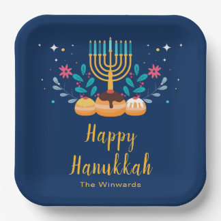 Assiettes En Carton Menorah Hanukkah Party Plates