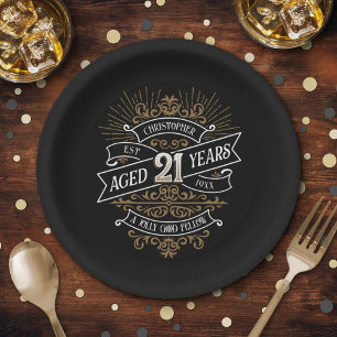 Assiettes En Carton Mens Funny Whiskey 21e anniversaire