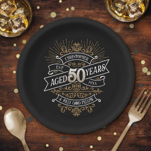 Assiettes En Carton Mens Funny Whiskey 50e anniversaire