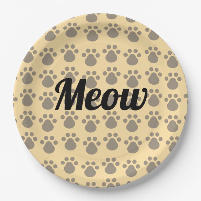 Assiettes En Carton Meow, Paw Prints (Devant)