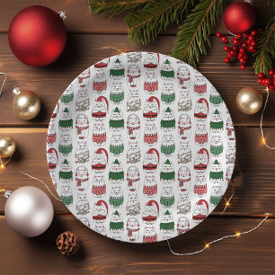 Assiettes En Carton Meowy Catmas Cute and Funny X-mas Cat