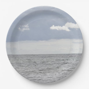 Assiettes En Carton Mer et beaux nuages
