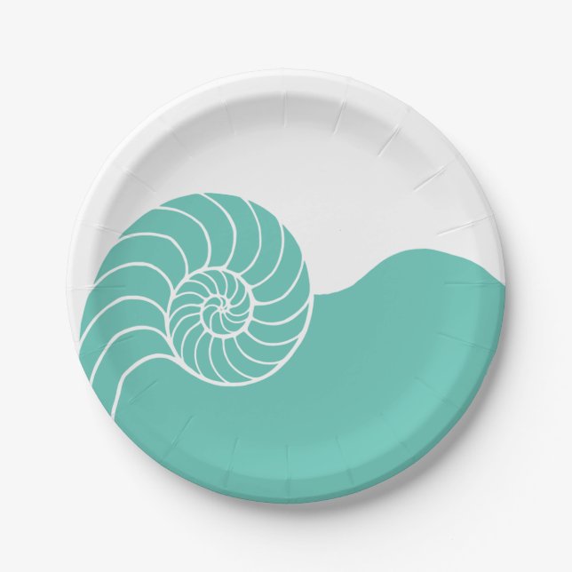 Assiettes En Carton Mer turquoise Shell de Nautilus (Devant)
