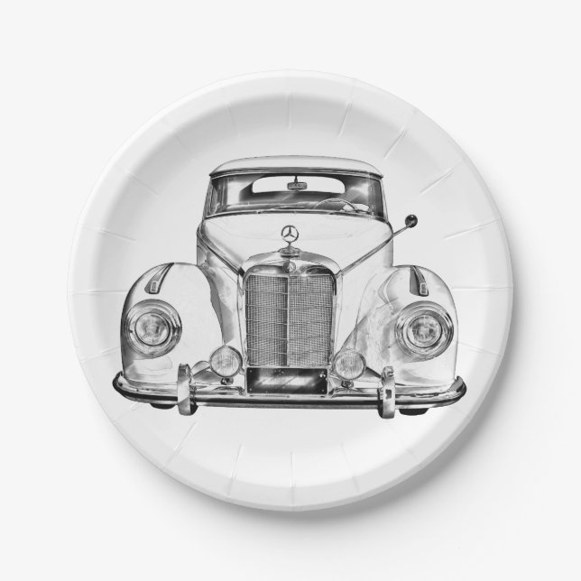 Assiettes En Carton Mercedes Benz 300 Illustration de voiture classiqu (Devant)