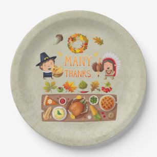 Assiettes En Carton Merci Beaucoup Pèlerin Et Repas De Thanksgiving Na