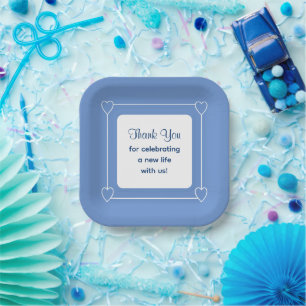 Assiettes En Carton Merci de Baby shower bleu mignon pour célébrer