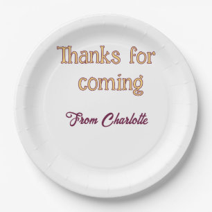 Assiettes En Carton merci d'être venu nom à ajouter message texte oran