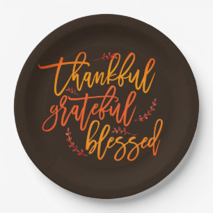 Assiettes En Carton Merci Gratuit Béni Thanksgiving Sombre Brown