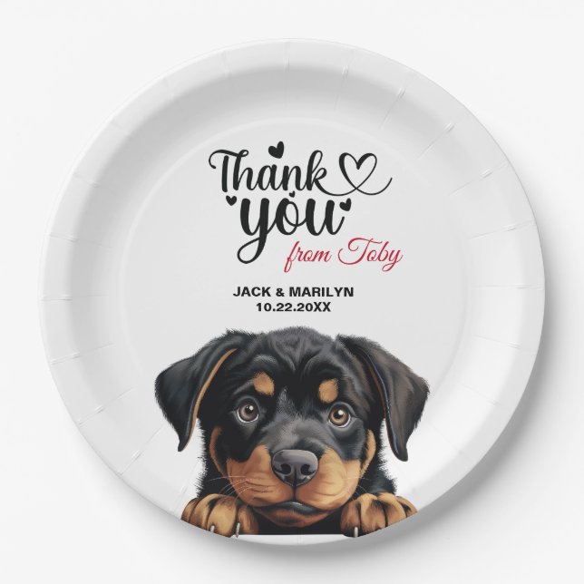 Assiettes En Carton Merci Mariage Rottweiler (Devant)