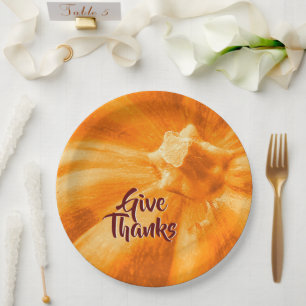 Assiettes En Carton Merci Orange Citrouille Thanksgiving Holiday