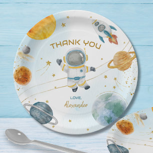 Assiettes En Carton Merci pour l'anniversaire de l'astronaute de l'esp