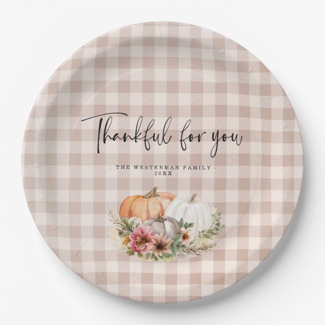 Assiettes En Carton Merci pour vous Thanksgiving Diner  (Devant)