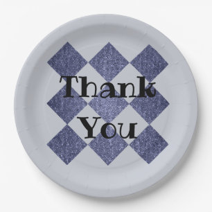Assiettes En Carton Merci professionnel Blue Diamond Motif Mosaic